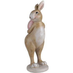 Clayre & Eef 6PR5252 Conejo Decorativo Beige Rosa 10x12x31 cm Estilo Campestre