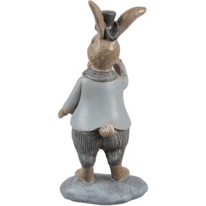 Clayre & Eef 6PR5258 Conejo Decorativo Beige Azul 6x5x13 cm Estilo Campestre