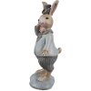 Clayre & Eef 6PR5258 Conejo Decorativo Beige Azul 6x5x13 cm Estilo Campestre