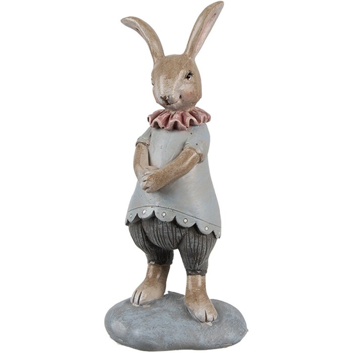 Clayre & Eef 6PR5259 Conejo Decorativo Beige Azul 6x5x13 cm