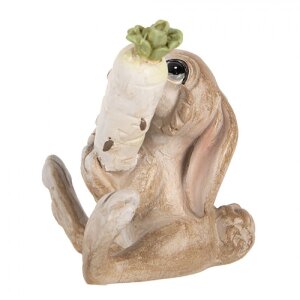 Clayre & Eef 6PR5238 Conejo Decorativo Beige 6x5x7 cm Poliresina Estilo Campestre