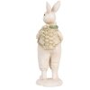 Clayre & Eef 6PR5241 Conejo Decorativo Blanco Verde 6x6x17 cm Estilo Campestre