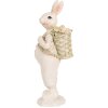 Clayre & Eef 6PR5241 Conejo Decorativo Blanco Verde 6x6x17 cm Estilo Campestre