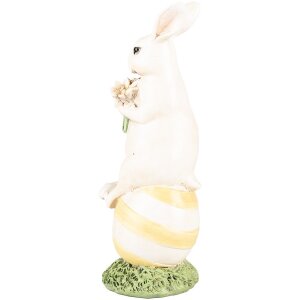 Clayre & Eef 6PR5243 Decoración Conejo Blanco Verde 7x7x19 cm