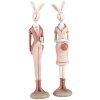 Clayre & Eef 6PR5245 Conejo Decorativo Blanco Rosa 4x4x22 cm Estilo Campestre