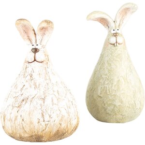 Clayre & Eef 6PR5268 Conejo Decorativo Beige 10x9x14 cm Estilo Campestre