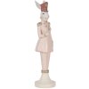 Clayre & Eef 6PR5120 Conejo Decorativo Blanco Rosa 9x9x35 cm Estilo Campestre