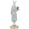Clayre & Eef 6PR5121 Conejo Decorativo Blanco Azul 11x10x31 cm Estilo Campestre