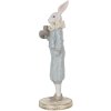Clayre & Eef 6PR5121 Conejo Decorativo Blanco Azul 11x10x31 cm Estilo Campestre