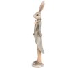 Clayre & Eef 6PR5240 Conejo Decorativo Beige Gris 4x3x17 cm Estilo Campestre