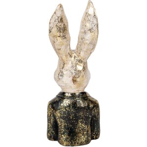 Clayre & Eef 6PR5488 Busto Decorativo Conejo Blanco Verde 13x12x32 cm