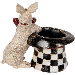 Clayre & Eef 6PR5492 Conejo Decorativo con Sombrero Beige Negro 25x16x23 cm