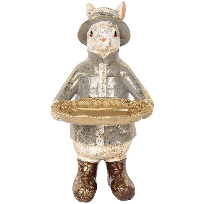 Clayre & Eef 6PR5496 Decoración Conejo con Cuenco Beige 15x19x29 cm