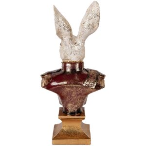 Clayre & Eef 6PR5498 Decoración Busto Conejo Blanco Rojo 23x16x50 cm