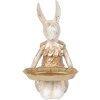 Clayre & Eef 6PR5500 Decoración Conejo con Cuenco Beige Dorado 14x14x26 cm