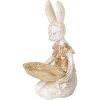 Clayre & Eef 6PR5500 Decoración Conejo con Cuenco Beige Dorado 14x14x26 cm