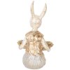 Clayre & Eef 6PR5500 Decoración Conejo con Cuenco Beige Dorado 14x14x26 cm