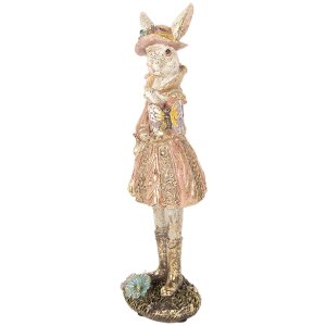 Clayre & Eef 6PR5507 Conejo Decorativo Beige Dorado 9x8x26 cm