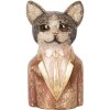 Clayre & Eef 6PR5096 Busto Decorativo Gato Marrón Rojo 13x11x23 cm