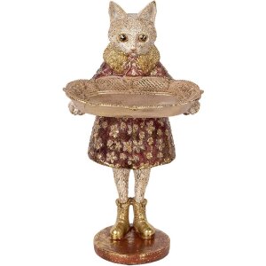 Clayre & Eef 6PR5142 Gato Decorativo Beige Dorado...