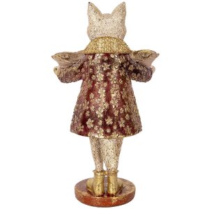 Clayre & Eef 6PR5142 Gato Decorativo Beige Dorado 16x14x27 cm