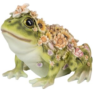 Clayre & Eef 6PR5109 Rana Decorativa Verde Naranja 24x21x19 cm Estilo Campestre