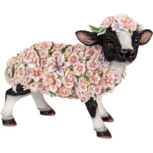 Clayre & Eef 6PR5110 Vaca decorativa Negro Blanco Rosa 41x19x33 cm