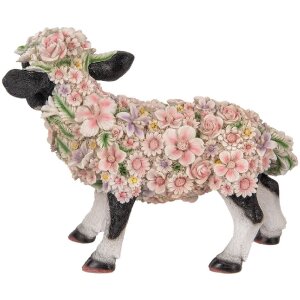 Clayre & Eef 6PR5110 Vaca decorativa Negro Blanco Rosa 41x19x33 cm