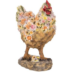 Clayre & Eef 6PR5113 Decoración Pollo Marrón Rosa 27x16x31 cm