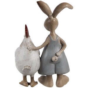 Clayre & Eef 6PR5280 Decorativo Conejo con Pollo Marrón Blanco 7x3x10 cm