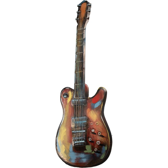 Clayre & Eef 5WA0206 Decoración mural Guitarra Naranja Amarillo 28x2x83 cm