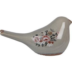 Clayre & Eef 6CE1969L Decoración Pájaro Gris Rosa 25x10x13 cm