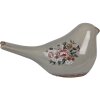 Clayre & Eef 6CE1969L Decoración Pájaro Gris Rosa 25x10x13 cm