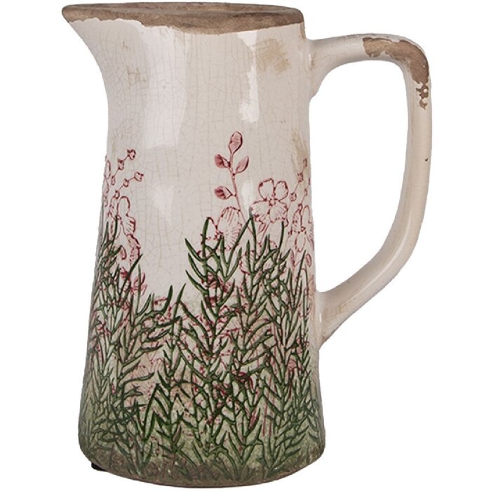 Clayre & Eef 6CE2016M Jarra Decorativa Cerámica Beige Verde 16x11x20 cm