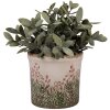 Clayre & Eef 6CE2017S Maceta Cerámica Beige Verde Ø 13x12 cm Estilo Campestre