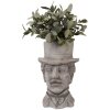 Clayre & Eef 6TE0554 Maceta Cabeza Piedra Gris 15x16x24 cm Estilo Campestre