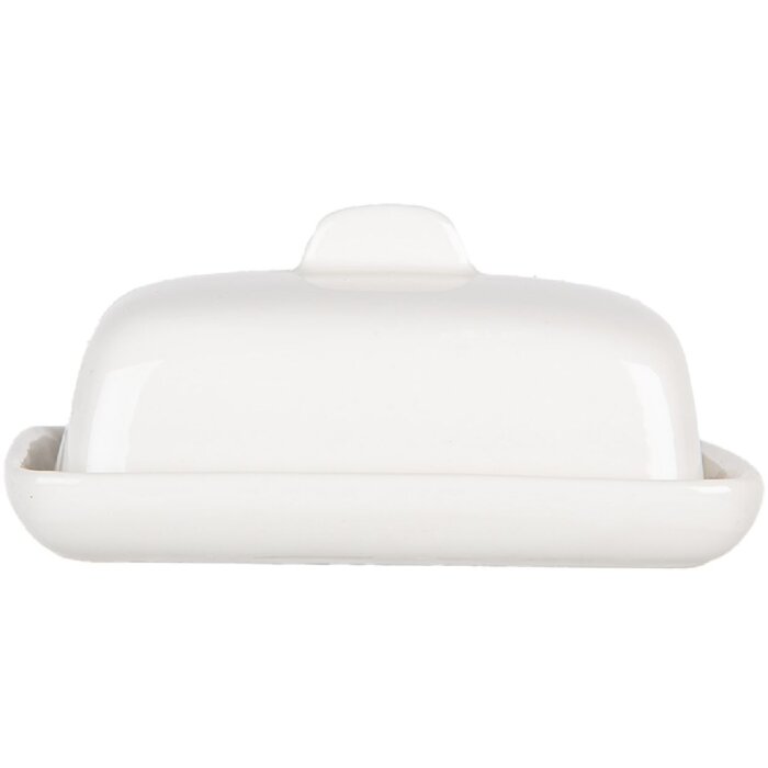 Clayre & Eef 6CE2045 Mantequera Cerámica Blanca 9x8x5 cm
