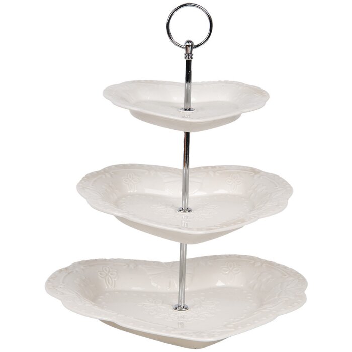 Clayre & Eef 6CE2048 Estantería de cerámica blanca Ø 26x31 cm Estilo romántico
