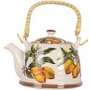 Clayre & Eef 6CETE0174 Tetera Cerámica Blanca Amarilla 800 ml Retro