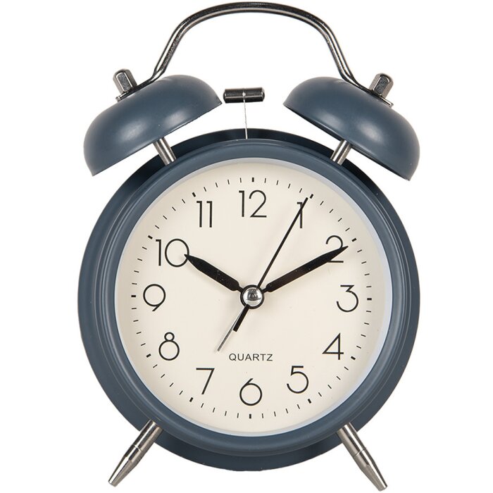 Clayre & Eef 6AC0032BL Reloj Despertador Analógico Metal Azul Cristal 9x5x13 cm 1xAA