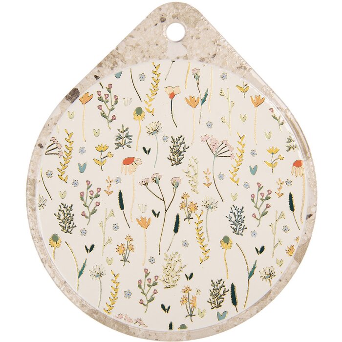 Clayre & Eef 6CE2063 Salvamanteles Cerámica Beige Amarillo 20x23 cm Country Style