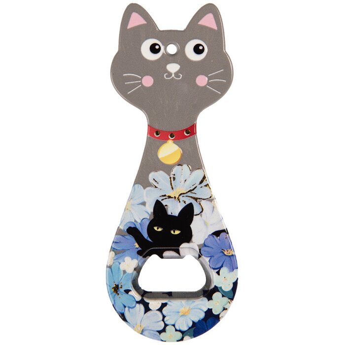 Clayre & Eef 6CE2068 Abrebotellas Gato Cerámica 5x14 cm Gris Azul