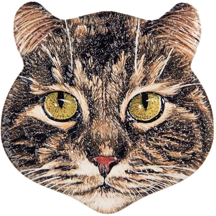 Clayre & Eef 6CE2069 Imán cabeza de gato cerámica 7x7x1 cm estilo country