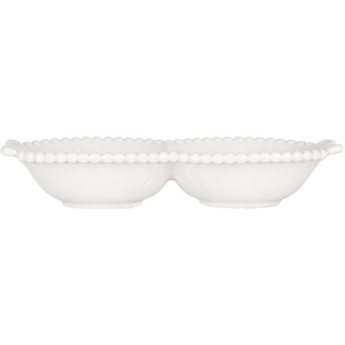 Clayre & Eef 6CEBO0202L Bol Cerámica Blanco 25x7x3 cm Estilo Campestre