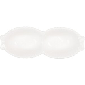 Clayre & Eef 6CEBO0202L Bol Cerámica Blanco 25x7x3 cm Estilo Campestre