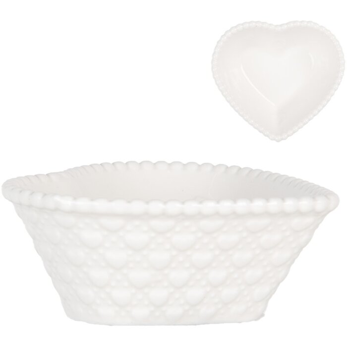 Clayre & Eef 6CEBO0203M Bol Forma Corazón Blanco 10x9x4 cm 75 ml