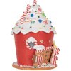 Clayre & Eef 66029 Casa Decorativa con LED Rojo Blanco 23x23x32 cm