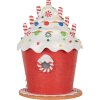 Clayre & Eef 66029 Casa Decorativa con LED Rojo Blanco 23x23x32 cm
