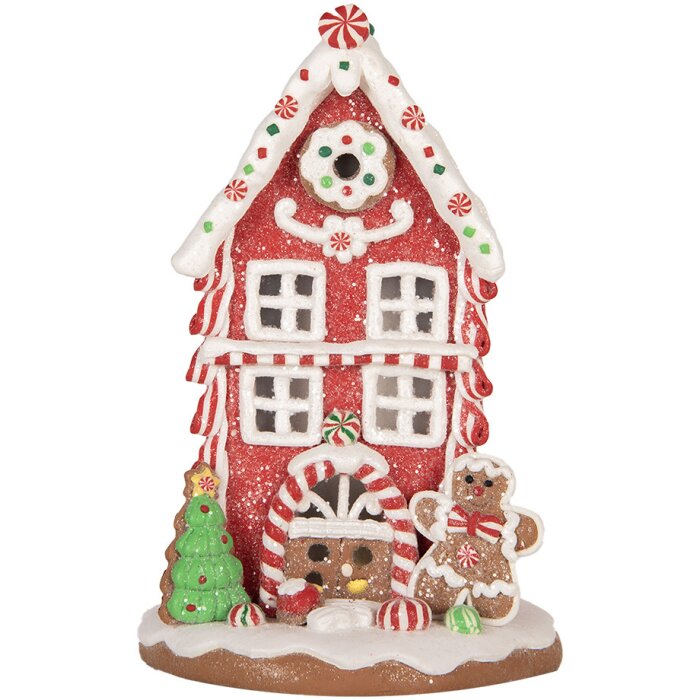 Clayre & Eef 66031 Decoración casa con LED 14x14x22 cm Casa de Navidad