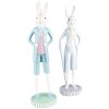 Clayre & Eef 6PR5198 Decoración Conejo Blanco Azul Ø 10x40 cm